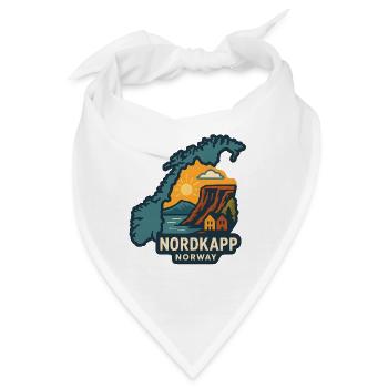 Sonnenuntergang am Nordkap bei Klippan in Norwegen - Bandana - Weiß - Vorne