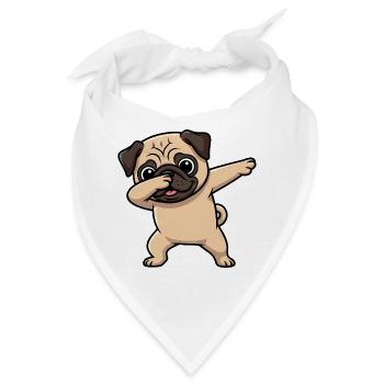 Süßer Mops Cartoon Dabbing Hund Kinder - Bandana - Weiß - Vorne