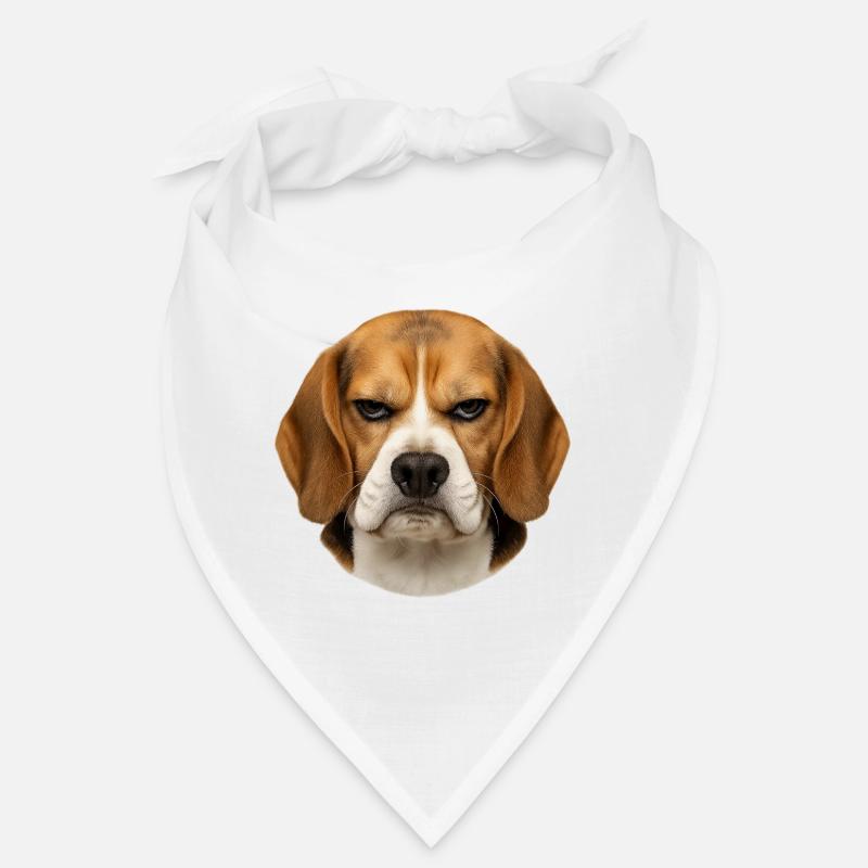 Beagle-Porträt mit ernster Mimik Bandana