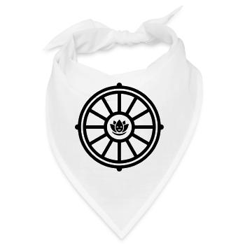 Dharma Rad mit Lotus | Buddhismus Symbol - Bandana - Weiß - Vorne