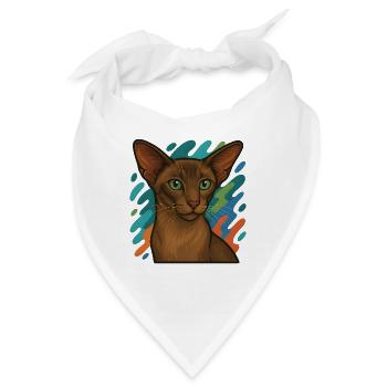 Orientalische Kurzhaarkatze Illustration - Bandana - Weiß - Vorne