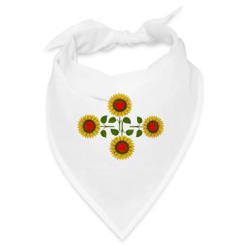 Sonnenblumen mit Herz in der Mitte - Bandana - Weiß - Vorne