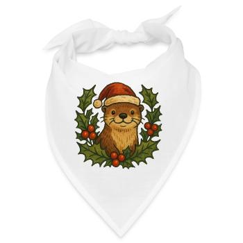 Santa Otter unter Stechpalmen - Bandana - Weiß - Vorne