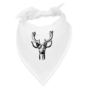 Hirschkopf Linienstil - Bandana - Weiß - Vorne