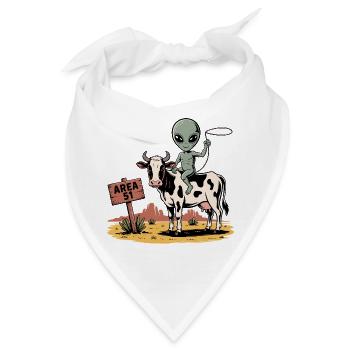 Lustige Area 51 Alien UFO Reitkuh - Bandana - Weiß - Vorne