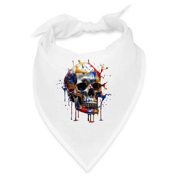Schädel mit Spritzern bemalt - Bandana - Weiß - Vorne
