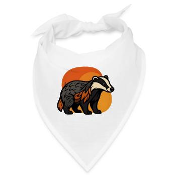 Dachs bei Sonnenuntergang - Bandana - Weiß - Vorne