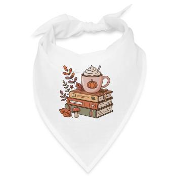 Herbstkaffee auf Bücherstapel - Bandana - Weiß - Vorne