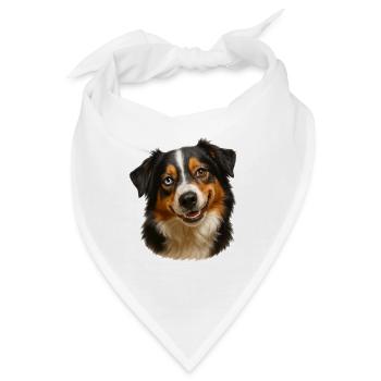 Hundeporträt Zweifarbiger Blick - Bandana - Weiß - Vorne