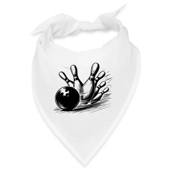 Dynamischer Bowlingkugel Wurf auf Pins - Bandana - Weiß - Vorne
