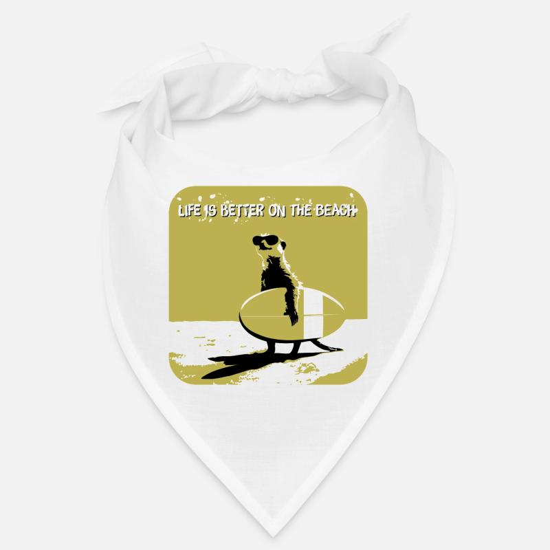 cooles Erdmännchen mit Surfboard - Bandana - Weiß