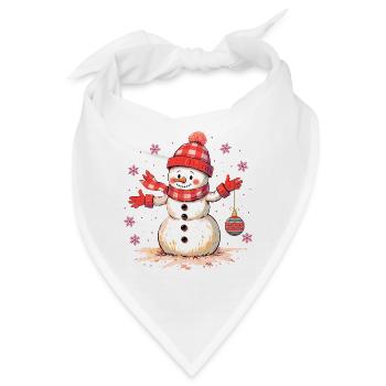 Weihnachtlicher Schneemann mit Mütze und Schal - Bandana - Weiß - Vorne