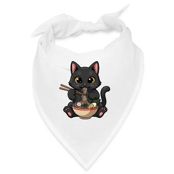 Schwarze Katze gierige Ramen - Bandana - Weiß - Vorne