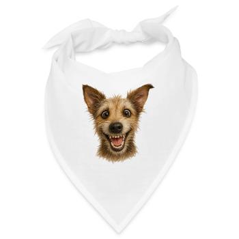 Wahnsinnig fröhlicher Hundekopf - Bandana - Weiß - Vorne