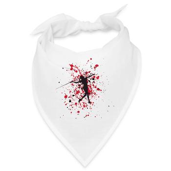 Speerwurf auf rot-schwarzem Hintergrund - Bandana - Weiß - Vorne