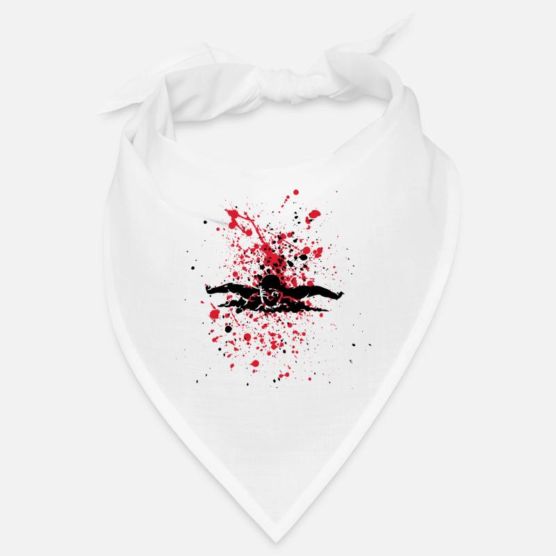 Swimmer and red splashes on black background Bandana