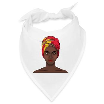 Mutige afrikanische Frauenkunst mit leuchtend farbigem Kopftuch - Bandana - Weiß - Vorne