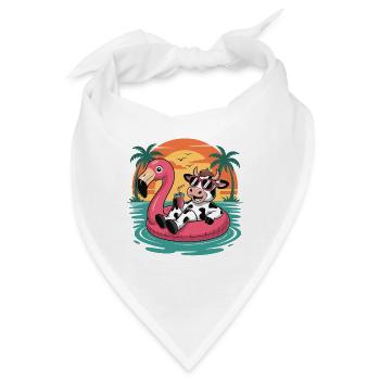 Lustige Kuh-Tropensommer-Flamingo-Float - Bandana - Weiß - Vorne