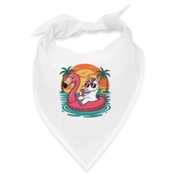 Lustiger Einhorn-Tropensommer-Flamingo-Float - Bandana - Weiß - Vorne