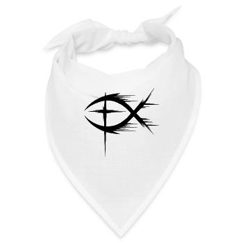 Fisch+Kreuz Symbol Modern - Bandana - Weiß - Vorne