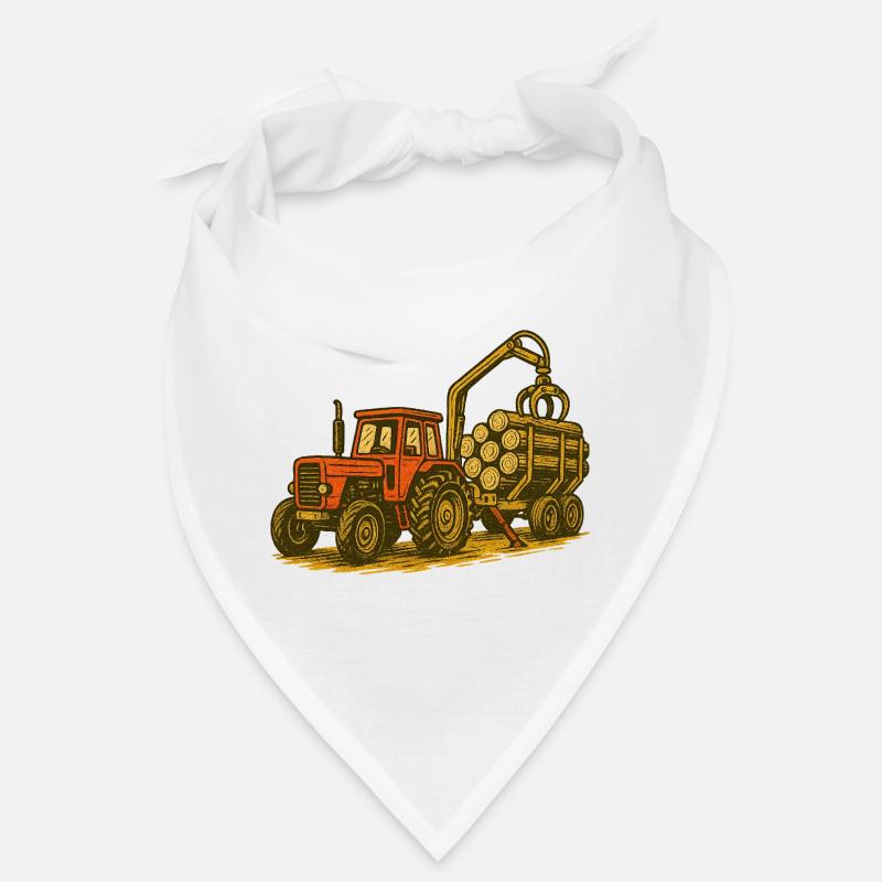 Forsttraktor mit Holzlast - Bandana - Weiß