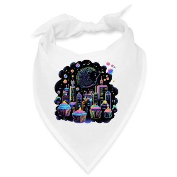 Neon Cupcake Stadt Igel - Bandana - Weiß - Vorne