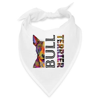 Farbenfroher Bull Terrier - Bandana - Weiß - Vorne