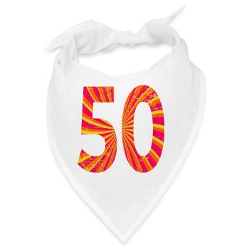 Zahl 50. Geburtstag Fünfzig - Bandana - Weiß - Vorne