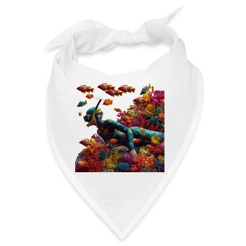 Unterwasser Taucher im Korallenriff - Bandana - Weiß - Vorne
