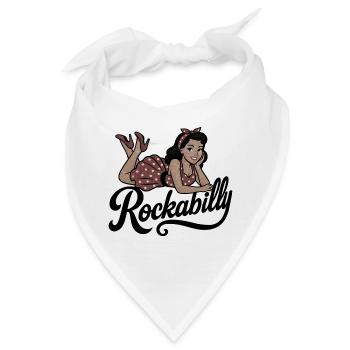 Rockabilly Frau 50er liegend Petticoat Geschenk - Bandana - Weiß - Vorne
