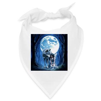 Wolf und Fee unter dem blauen Mond - Bandana - Weiß - Vorne