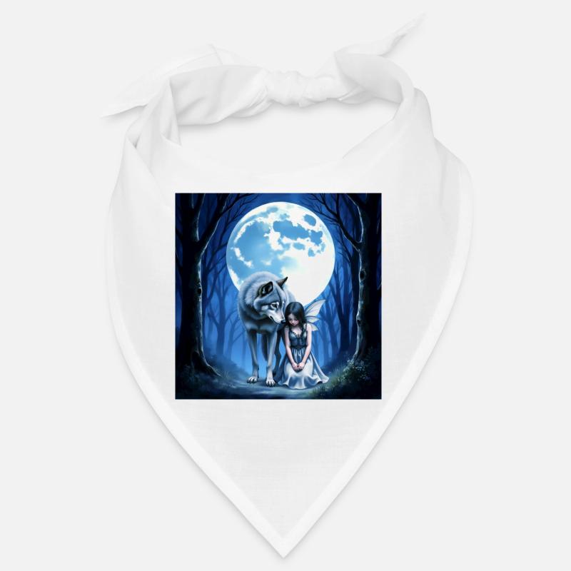 Wolf und Fee unter dem blauen Mond Bandana