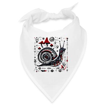 Folk Art Schnecke mit Pilzen – Retro Design  - Bandana - Weiß - Vorne