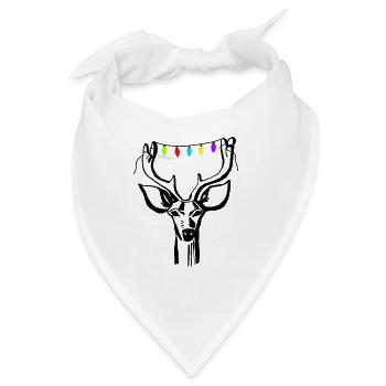 Hirsch mit Lichterkette - Bandana - Weiß - Vorne