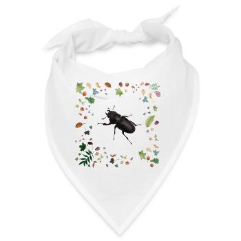 Hirschkäfer mit Herbstlaub - Bandana - Weiß - Vorne