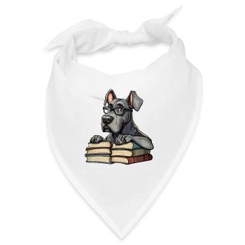 Süßes Dogge-Lesebuch mit Brille - Bandana - Weiß - Vorne