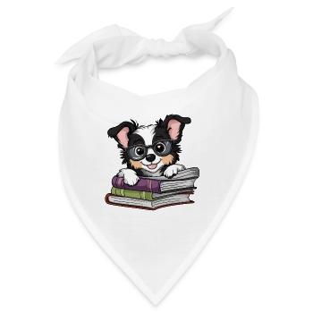 Niedliches Collie-Hundelesebuch mit Brille - Bandana - Weiß - Vorne