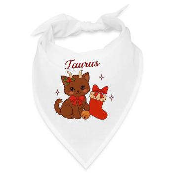 Taurus Katzenweihnacht: Niedlicher Stierkater - Bandana - Weiß - Vorne