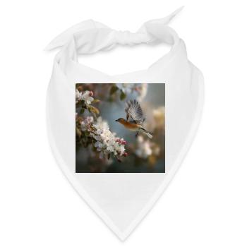 Frühlingssperling im Blütenflug - Bandana - Weiß - Vorne