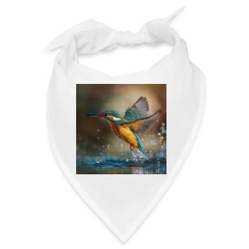 Farbenexplosion der Eisvogel im Flugmoment - Bandana - Weiß - Vorne
