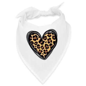 Heart Leopard Animal Print Modegeschenk – trendiges Geschenk - Bandana - Weiß - Vorne