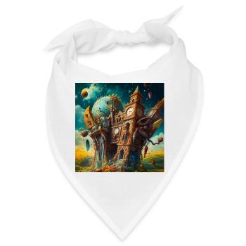 Surrealer Uhrturm und Globus - Bandana - Weiß - Vorne