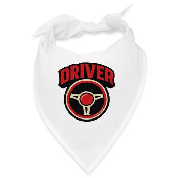 Lenkrad Emblem Retro Fahrersport - Bandana - Weiß - Vorne