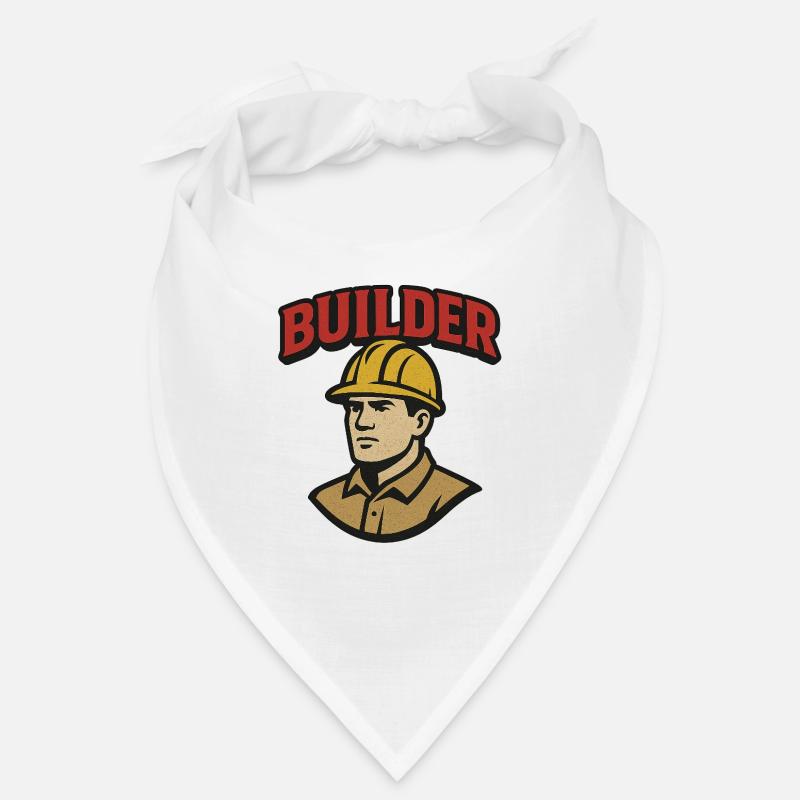 Logo rétro d’ouvrier du bâtiment avec casque Bandana