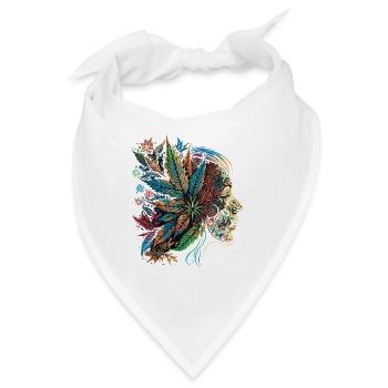 Psychedelische Blattensilhouette - Bandana - Weiß - Vorne