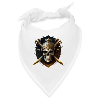 Schädelkrieger mit Helm und Klingen - Bandana - Weiß - Vorne
