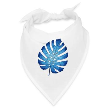 Geometrische Monstera Blau Blatt - Bandana - Weiß - Vorne