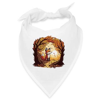 Herbstfuchs im Waldbogen - Bandana - Weiß - Vorne