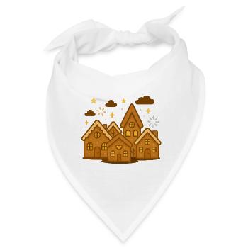 Honigbraune Lebkuchenhäuser Winterzauber - Bandana - Weiß - Vorne