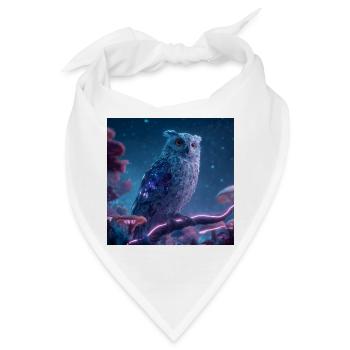 Mystische Galaxie Eule Cyberpunk Fantasy Art - Bandana - Weiß - Vorne